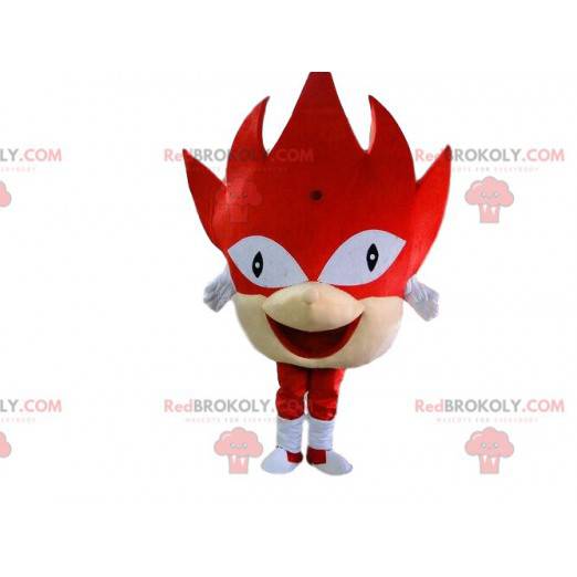 Red monster mascot with a giant head, festive costume -