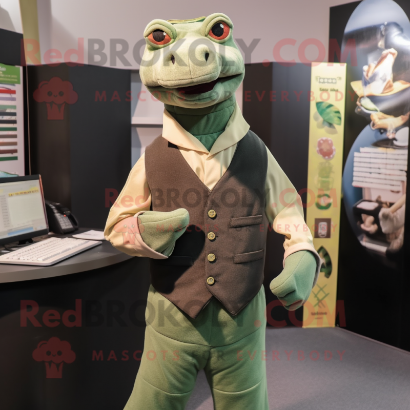 Olive Titanoboa mascot costume character dressed with a Waistcoat and Ties Olive Titanoboa mascot costume character dressed with a Waistcoat and Ties