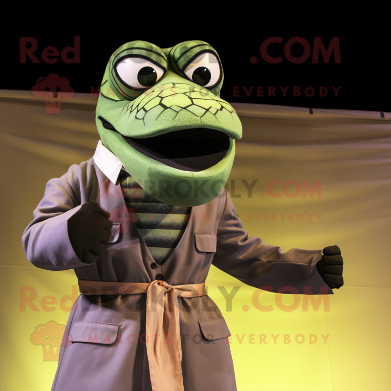 Olive Titanoboa mascot costume character dressed with a Waistcoat and Ties Olive Titanoboa mascot costume character dressed with a Waistcoat and Ties