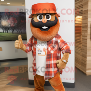 Rust Bracelet mascot costume character dressed with a Flannel Shirt and Headbands