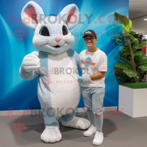 White Chinchilla mascot costume character dressed with a Boyfriend Jeans and Anklets