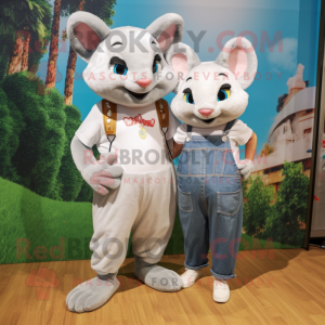 White Chinchilla mascot costume character dressed with a Boyfriend Jeans and Anklets