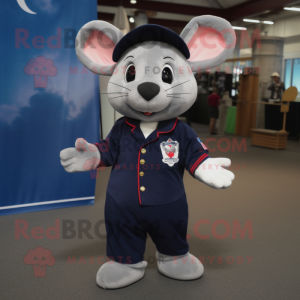 Navy Mouse mascot costume character dressed with a Polo Shirt and Shoe clips