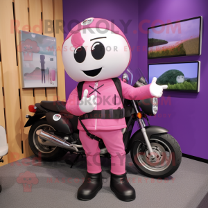 Lavendelrosa maskotdräkt...