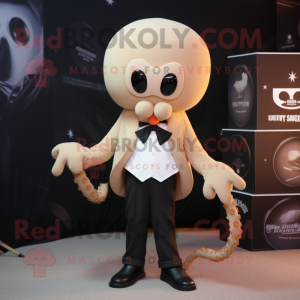 Tan Octopus mascot costume character dressed with a Tuxedo and Belts
