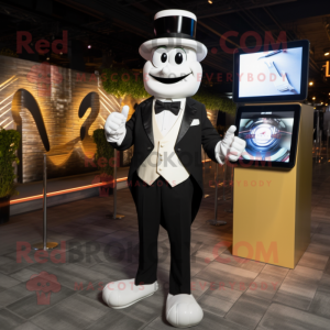 Cream Pad Thai mascot costume character dressed with a Tuxedo and Digital watches