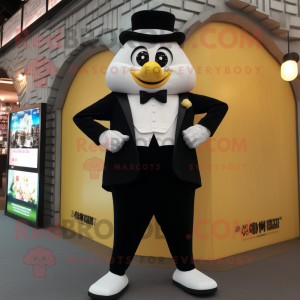 Cream Pad Thai mascot costume character dressed with a Tuxedo and Digital watches