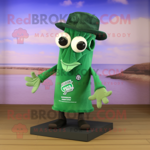 Forest Green Fried Calamari mascot costume character dressed with a Board Shorts and Tie pins