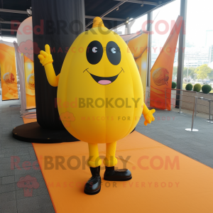 Yellow Pumpkin mascot costume character dressed with a Suit and Foot pads