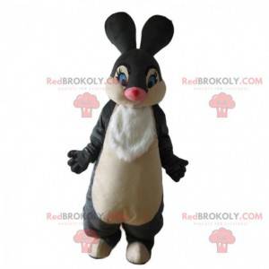 Mascotte de lapin gris et blanc, costume de gros lapin -