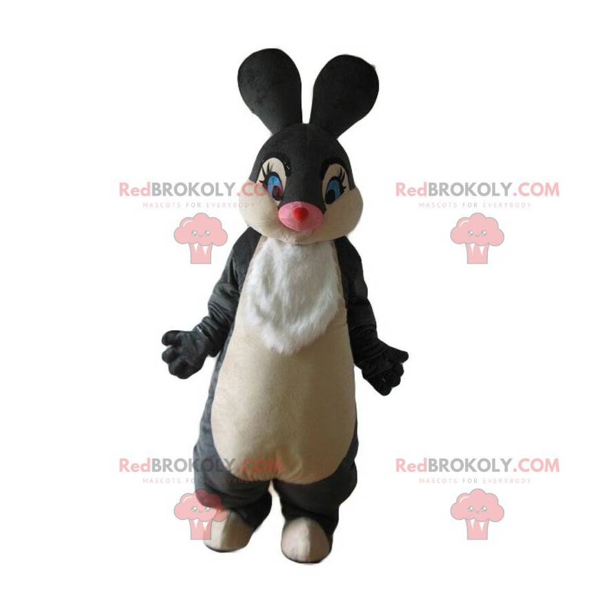 Mascota de conejo gris y blanco, disfraz de conejo grande -
