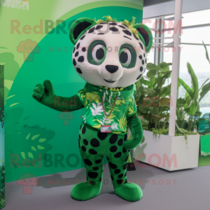 Forest Green Leopard mascot costume character dressed with a Bikini and Keychains