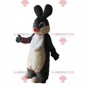 Gray and white rabbit mascot, big rabbit costume -