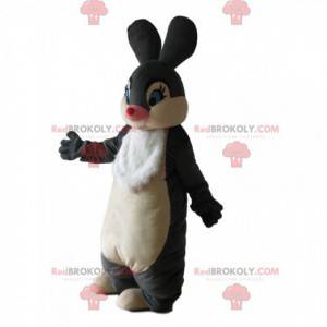 Mascotte de lapin gris et blanc, costume de gros lapin -