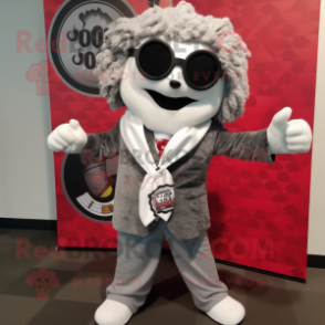 Silver Pizza mascot costume character dressed with a Blazer and Scarf clips