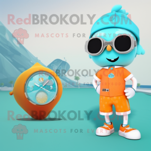 Cyan aprikos maskot drakt...