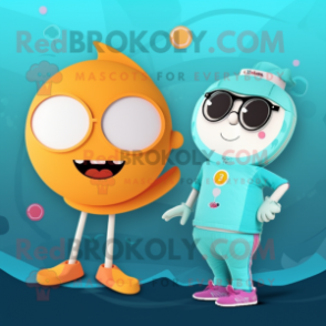 Cyan Apricot mascot costume character dressed with a One-Piece Swimsuit and Watches