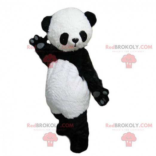 Zwart-witte panda-mascotte, schattig en boeiend - Redbrokoly.com