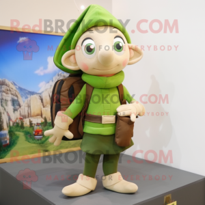 Olive Elf maskot kostume...