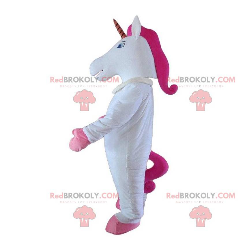 Mascota unicornio blanco y rosa, disfraz de hada -