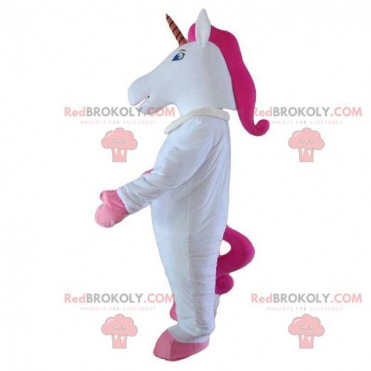 Mascotte unicorno bianco e rosa, costume da fata -