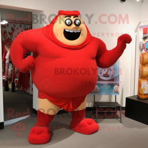 Red Strongman maskot...