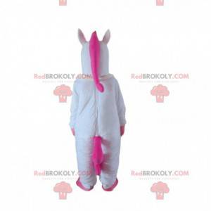 Hvit og rosa enhjørningsmaskot, fe-kostyme - Redbrokoly.com