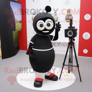 Black Camera mascot costume character dressed with a Pencil Skirt and Anklets