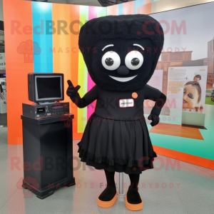 Black Camera mascot costume character dressed with a Pencil Skirt and Anklets