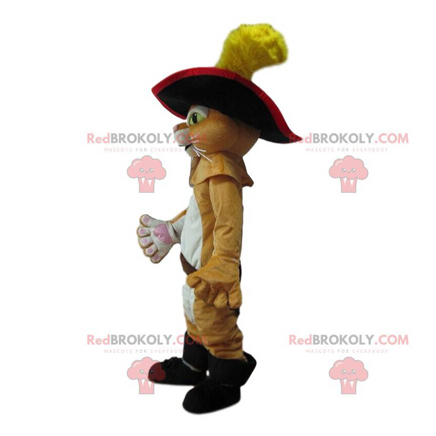 Puss in boots mascot, famous cunning cat, knight costume -