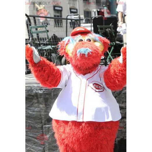 Mascotte de gros chien rouge tout poilu - Redbrokoly.com