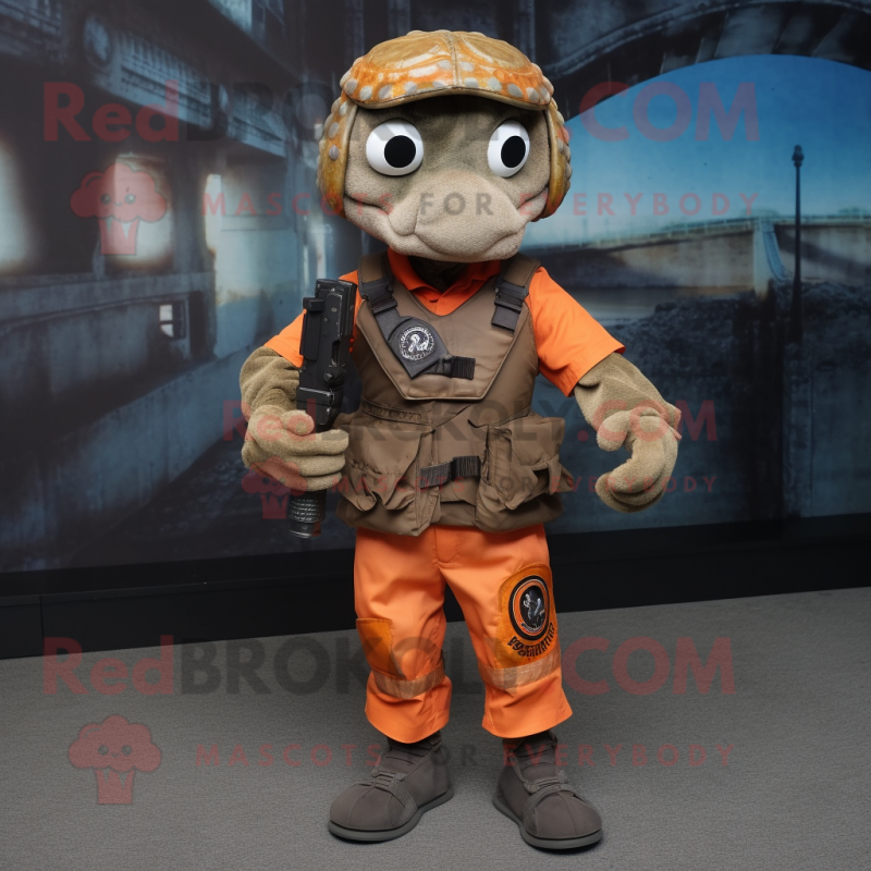 Rust Marine Recon mascot costume character dressed with a Waistcoat and Brooches Rust Marine Recon mascot costume character dressed with a Waistcoat and Brooches