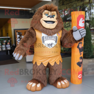 nan Sasquatch mascot costume character dressed with a Pencil Skirt and Foot pads