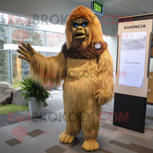 nan Sasquatch mascot costume character dressed with a Pencil Skirt and Foot pads