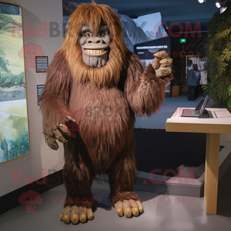 nan Sasquatch mascot costume character dressed with a Pencil Skirt and Foot pads nan Sasquatch mascot costume character dressed with a Pencil Skirt and Foot pads