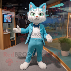 Cyan Cat mascotte kostuum...