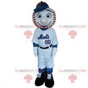 Mascota del jugador de béisbol con la cabeza en forma de bola -