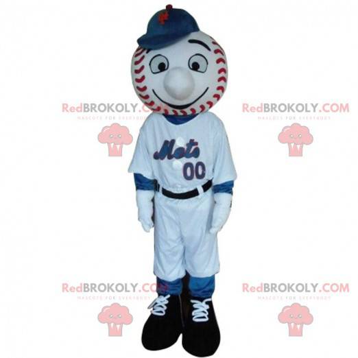 Baseball player mascot with the head in the shape of a ball -