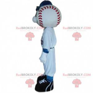 Mascote do jogador de beisebol com a cabeça em forma de bola -