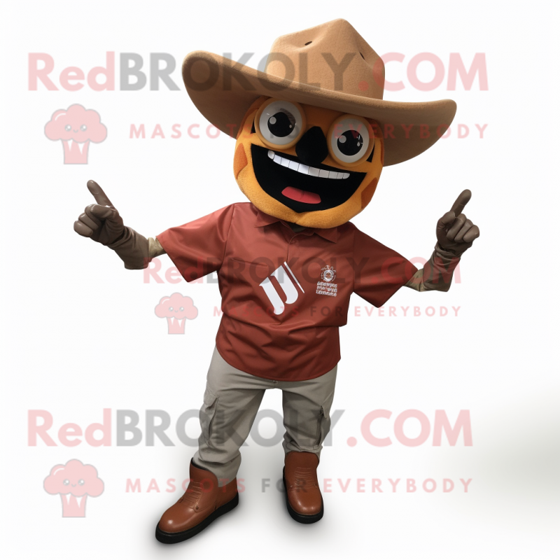 Brown Nachos mascot costume character dressed with a Polo Tee and Pocket squares Brown Nachos mascot costume character dressed with a Polo Tee and Pocket squares