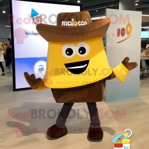 Brown Nachos mascot costume character dressed with a Polo Tee and Pocket squares