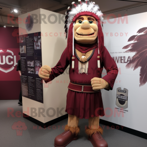 Maroon Chief mascot costume character dressed with a Romper and Ties