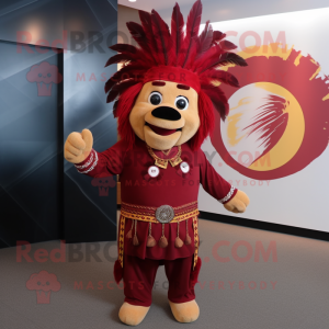 Maroon Chief mascot costume character dressed with a Romper and Ties