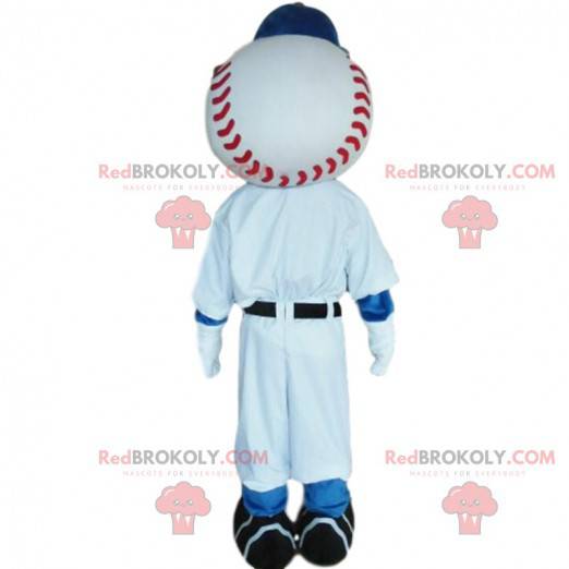 Baseball player mascot with the head in the shape of a ball -