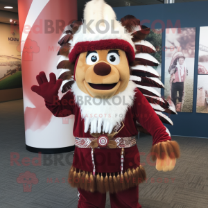 Maroon Chief mascot costume character dressed with a Romper and Ties