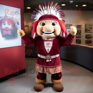 Maroon Chief mascot costume character dressed with a Romper and Ties