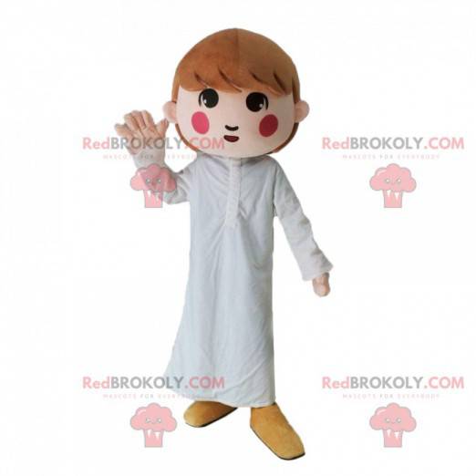 Girl mascot with white pajamas, girl costume - Redbrokoly.com