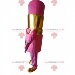 Reuze mascotte roze lippenstift, make-up kostuum -