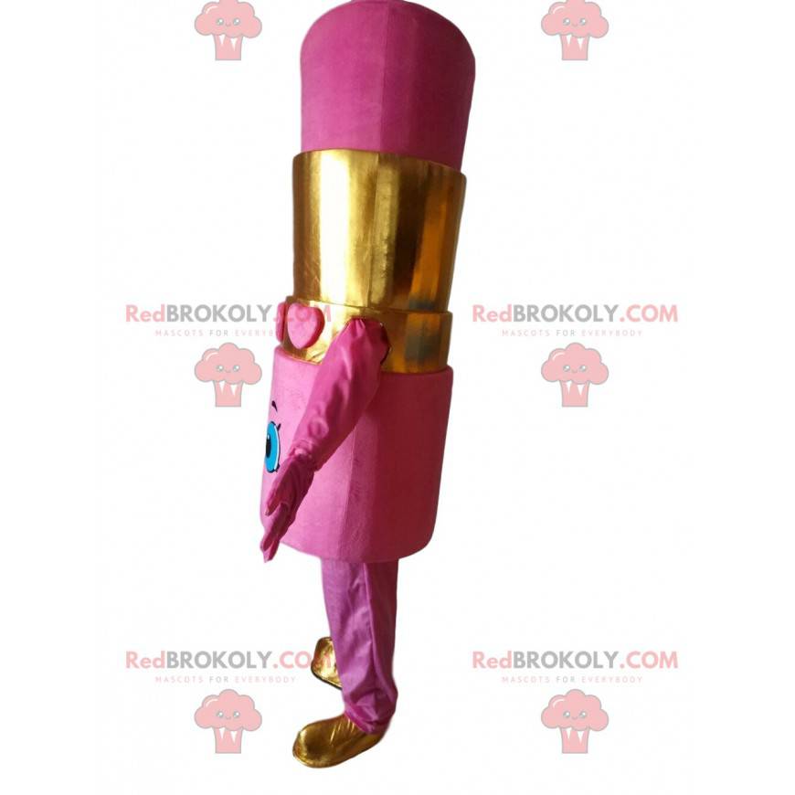 Mascote gigante com batom rosa, fantasia de maquiagem -