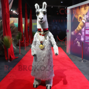 Silver Lama maskot kostym...